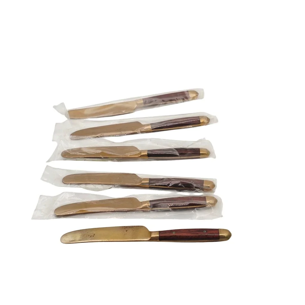 Vintage Thai Bronzeware Mini Knives / Butter Spreader‎ with Box MCM Collectible